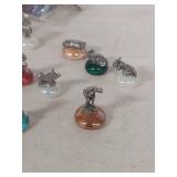 Pewter Figurines on Colored Glass Bases