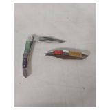 (2) Multi-Color Handle Folding Pocket Knives