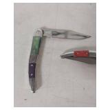 (2) Multi-Color Handle Folding Pocket Knives