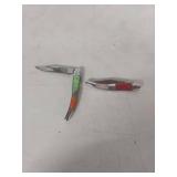 (2) Multi-Color Handle Folding Pocket Knives