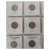 3 Cards of Jefferson Nickels