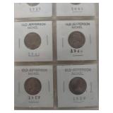 3 Cards of Jefferson Nickels