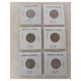 Card of 6 Buffalo Nickels