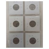 Card of 6 Buffalo Nickels