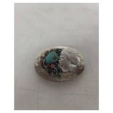 Native American Turquoise / Coral Belt Buckle