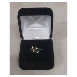 Emerald and Clear Ring in Box