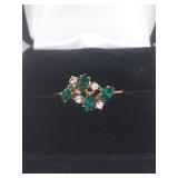 Emerald and Clear Ring in Box