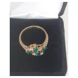 Emerald and Clear Ring in Box