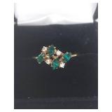 Emerald and Clear Ring in Box