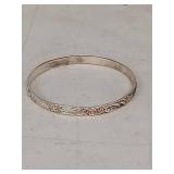 Sterling Silver Floral Engraved Bangle