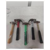 Collection of 5 Claw Hammers