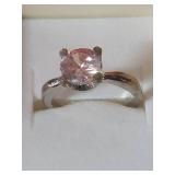Pink Solitaire Ring in Gift Box