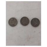 (3) 1943 Silver War Nickels P-D-S mint