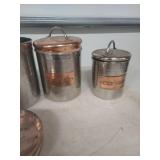 Hammered Stainless Steel and Copper Kitchen Canister Set