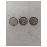 (3) Washington Silver Quarters