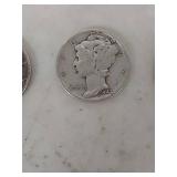 (3) 1942 Mercury Dimes - P-D-S Mint Marks