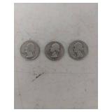 (3) Washington Silver Quarters