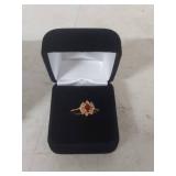 Ruby and Clear Crystal Ring in Box