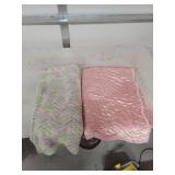 Baby Blanket Set - Pink Quilted & Pastel Chevron Afgan