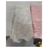 Baby Blanket Set - Pink Quilted & Pastel Chevron Afgan