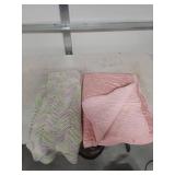 Baby Blanket Set - Pink Quilted & Pastel Chevron Afgan