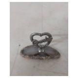Metal Heart Bears on Agate Base Collection