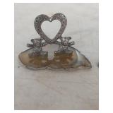 Metal Heart Bears on Agate Base Collection