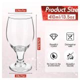 Patelai Set of 72 Clear Glasses 13.5 oz Water Goblet Glass Stemmed Water Glasses for Juice Wine Beer Tea Milk Cold Beverages Drinks Dishwasher Safe, Retail $200