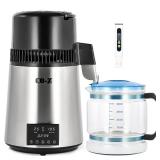 CO-Z 1.1 Gallon Water Distiller, 1750W Countertop Distilled Water Machine with Glass Container Dual Temperature Display Timer, 4L 304 Stainless Steel Distilled Water Maker for Home Office Travel More 