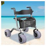 FEIMIRE Foldable Rolling Beach Walker with Lightweight Aluminum Frame & Ergonomic Handles for Outdoor, Mobility Aid for Elderly - Retail $625