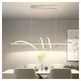 Zihoi Modern LED Pendent Lights Kitchen Island,3000k-6000K Adjustable Color Dining Room Light Fixture,Dimmable with Remote Control Aluminum for Kitchen, Living, Dining,Bedroom(39in Chrome Silver) Reta