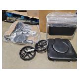 Shower Chair with Wheels 4 in 1 Folding Padded Bedside Commode Wheelchair Height Adjustable Detachable Bucket with Wheels Lifting Armrests Flip-up Footrest for Elderly Disabled (Black), Retail $140