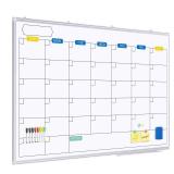 Dry Erase Calendar Whiteboard for Wall, 48\" x 36\" Large Magnetic White Board Calendar Dry Erase, Wall Hanging Aluminum Frame with Tray for Home, School, Office - Retail $95