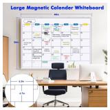 Dry Erase Calendar Whiteboard for Wall, 48\" x 36\" Large Magnetic White Board Calendar Dry Erase, Wall Hanging Aluminum Frame with Tray for Home, School, Office - Retail $95