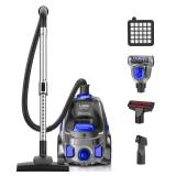 PKUYIE Canister Vacuum Cleaner, 32Kpa 1600W Cyclon Power, Dust Full Indicator, Double HEPA Filters, 3.7Qt Large Capacity, Lightweight Vac for Hard Floors, Carpets, Pet Hair, Blue - Retail $150