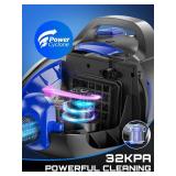 PKUYIE Canister Vacuum Cleaner, 32Kpa 1600W Cyclon Power, Dust Full Indicator, Double HEPA Filters, 3.7Qt Large Capacity, Lightweight Vac for Hard Floors, Carpets, Pet Hair, Blue - Retail $150