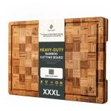 XXX Large Bamboo Cutting Board with Non Slip Feet and Over Sink Butcher Block Chopping Board Nice Solid Thick Wooden Juice Groove Huge Big XXl xlarge Best Hardwood Kitchen Counter Organic, Retail $74