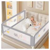 JWPEHOE Height Adjustable Bed Rail for Toddlers, Kids Safety Baby Bed Rail for Twin/Full/King/Queen Size Bed (3 Sides, 74 * 74 * 39 Inch), Retail $110