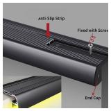 10Pack 1 Meter Anti-Slip Stair LED Aluminum Profile Safety Backlight Step Channel Cover Edge Protector Deck Hard Bar Strip Light, Stair Edge Nosing Trim (Silver), Retail $194