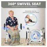 4 in 1 Bedside Commode for Seniors,Portable Toilet for Adults with Arms & Removable Bucket,Height Adjustable Commode Chair for Toilet Swivel Shower Chair for Inside Shower for Handicapped, Adults,