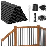 CKE 100 Pack 36\" Round Aluminum Balusters, 3/4\" Diameter Hollow Black Spindles for Deck/Stair Railing Kits With Screws & Connectors for Wood Composite, Retail $190