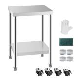 HXCFYP NSF Stainless Steel Table for Prep & Work with Caster 24 x 18 Inches, Metal Commercial Kitchen Table with Under Shelf and Adjustable Table Foot for Restaurant, Home and Hotel, Retail $306