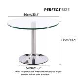 HYYTEIBL 23.4\" Round Glass Dining Table, Modern Circular, Sturdy Base and Perfect for 2-4 Seat, Bistro Style for Dining Room, Living Room, Balcony, Cafe, Retail $84