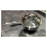 HexClad Hybrid Nonstick 1-Quart Saucepan with Tempered Glass Lid, Stay-Cool Handle, Dishwasher-Friendly, Oven-Safe Up to 900Â°F, Induction Ready, Compatible with All Cooktops - Retail $120