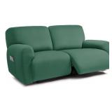 Squared Jacquard Design Extra Wide 75 - 100", Reclining 2 Seater Sofa, Extra Wide 6-Piece Reclining Loveseat Slipcover, Reclining Sofa Covers, Thick, Soft, Washable (Retro Green) - Retail: $35"