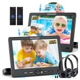 Car DVD Player Dual Screen with Headrest Mount, DESOBRY 10.5 Portable DVD Player for Car with Suction-Type Disc in, Play a Same or Two Different Movies, Support 1080P Video, HDMI Input, USB/SD Reader 