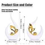 White Gold Ceramic Statues for Home DÃ©cor Accents, Abstract Art Mid Century Modern Decor, Centerpiece Table Decorations, Gold Sculpture - Retail: $36