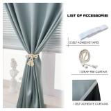 Self Adhesive Portable 100% Blackout Curtains Simple and Easy to Install Bedroom Window Thermal Insulated Kitchen Room Darkening Black Small Drapes 1-Pack - Retail: $24