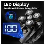 Bald Head Shaver, Electric Head Shavers for Bald Men, 5-in-1 Head and Face Grooming Kit, Waterproof Cordless Rotary Razor and USB Rechargeable ,Gifts for Men - Retail: $26