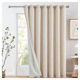 Lined Curtains for Patio Doors 100x84 1 Panel, Beige Light Filtering Curtains for Living Room Darkening Extra Wide 100 Inch Non-See-Through Privacy Room Divider Grommet Drapes - Retail: $60